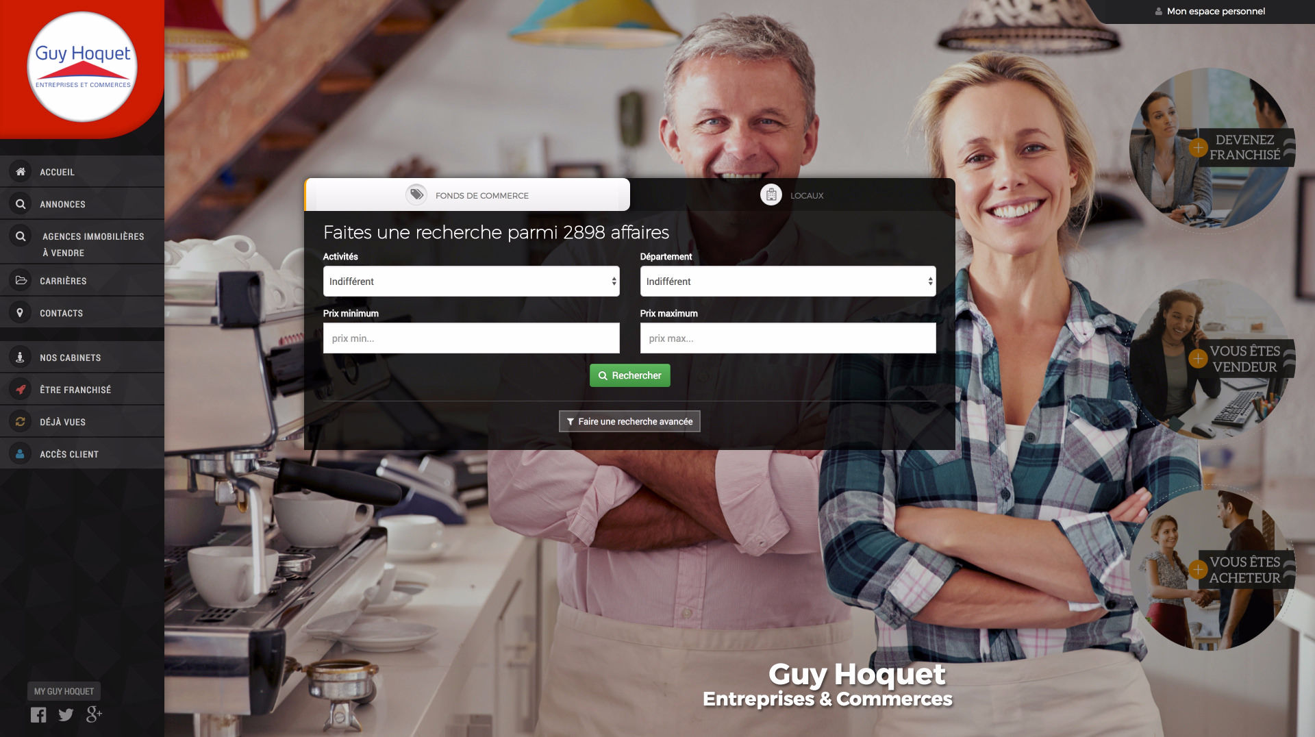 site internet Guy Hoquet Commerces - Cabinet d’affaires transaction en fonds de commerce et Immobilier d’entreprise
